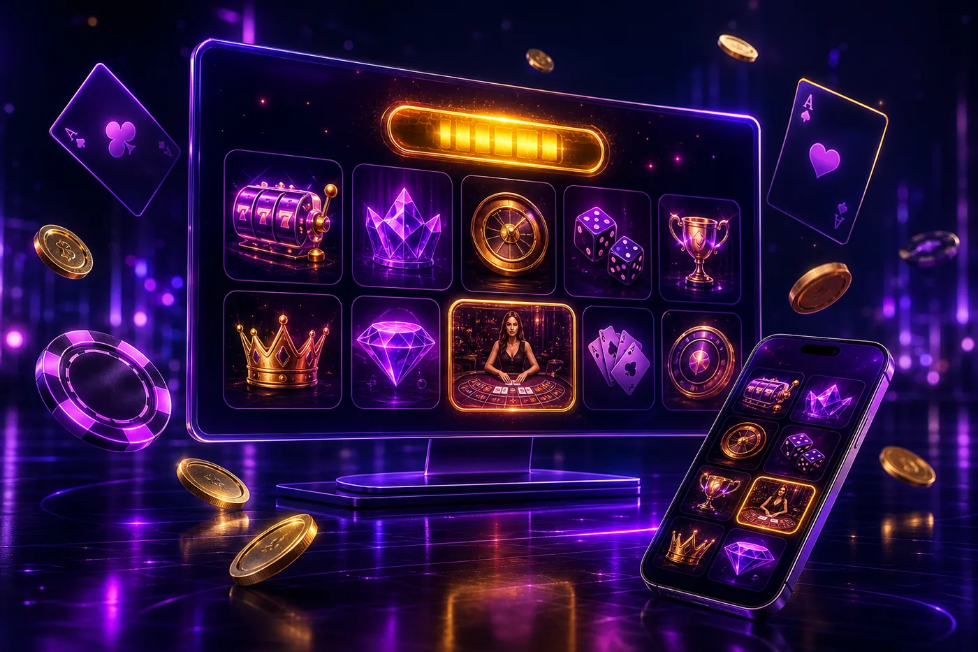 Casiny Casino game lobby with pokies, live dealer tables and jackpot games